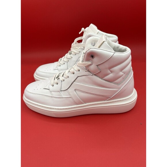 NEW Human Nation White Leather High Top Sneakers Shoes M4-5/W6-5 Made in Italy - Picture 2 of 8